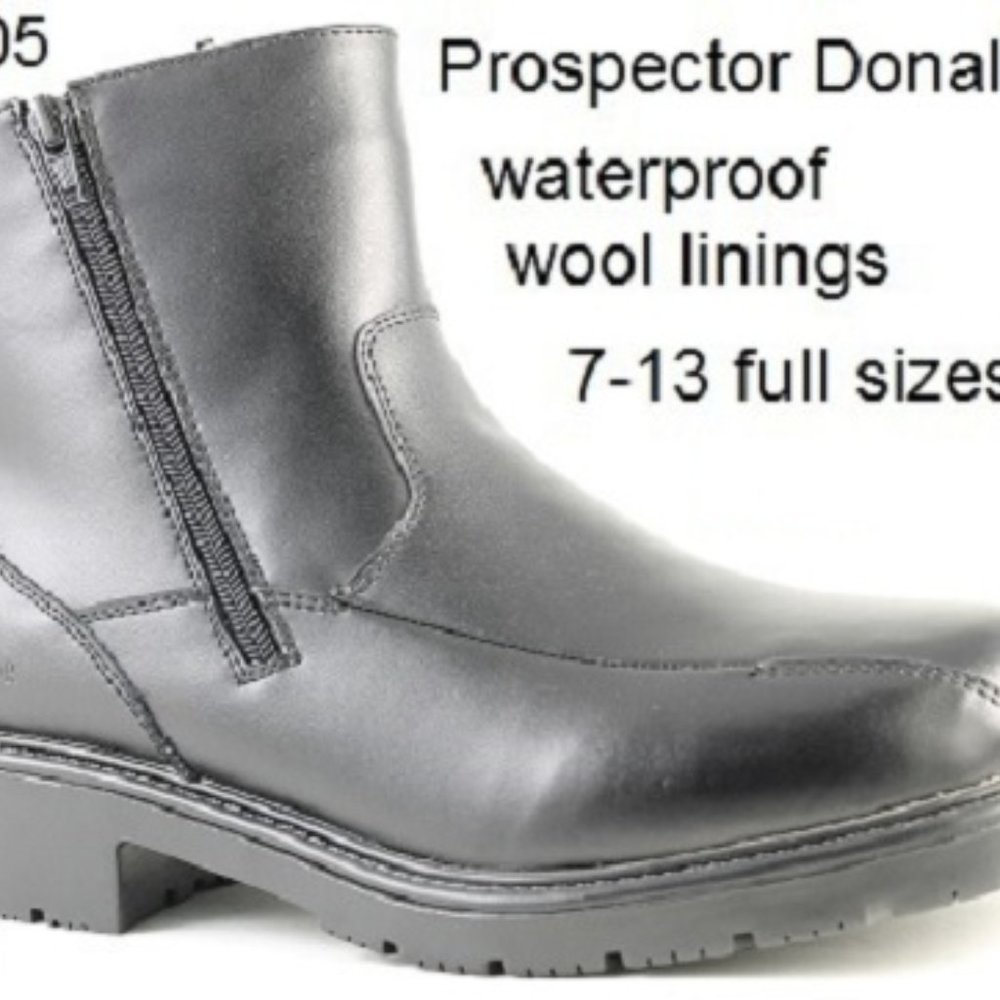 New Men's Prospector DONALD black boots with zippe